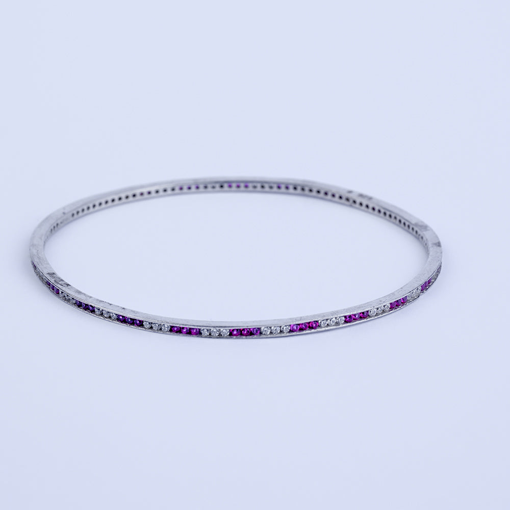 Pink And White Diamond Delicate Bracelet
